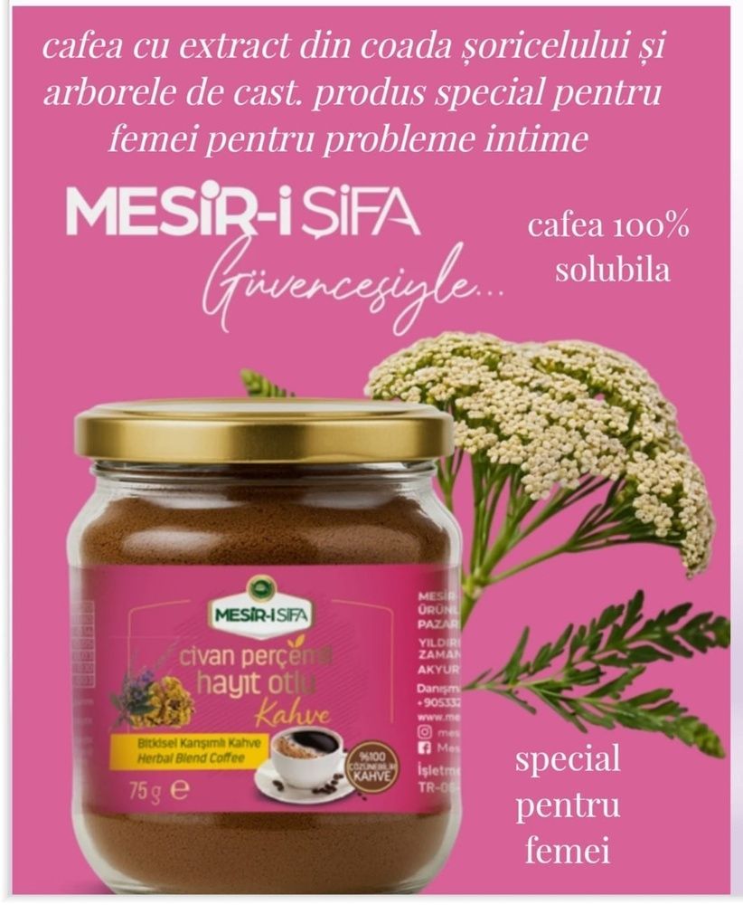 cafea solubila cu extract din coada soricelului si arborele de cast produs special pentru femei  cu probleme intime feminine  cafea cu extract din coada soricelului si arborele de cast photo