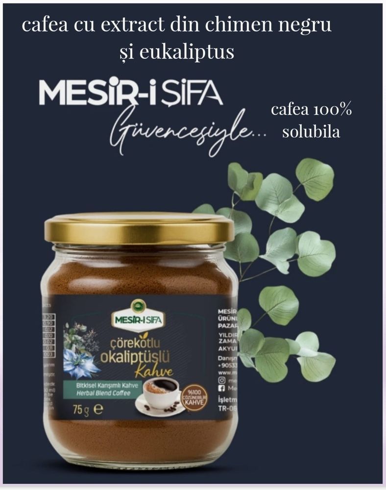 cafea solubila cu extract din chimen negru si eucaliptus 75 gr  cafea cu chimen negru si eukaliptus  photo